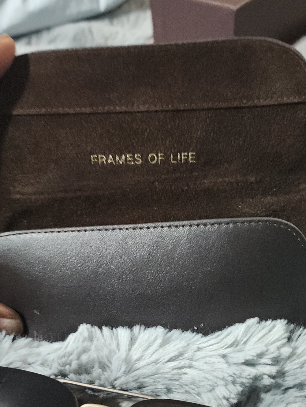 Giorgio Armani Black Leather Eyewear Case with Vintage Titanium Frames